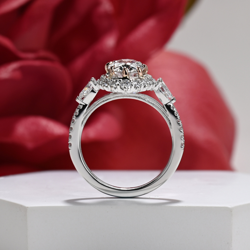 Milgrain Three Stone 2ct Oval