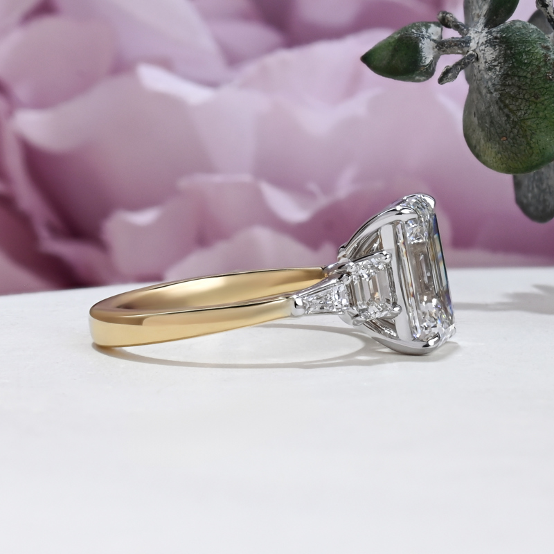 Custom 3ct Elongated Cushion Five Stone Emerald & Baguette