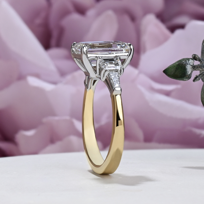 Custom 3ct Elongated Cushion Five Stone Emerald & Baguette