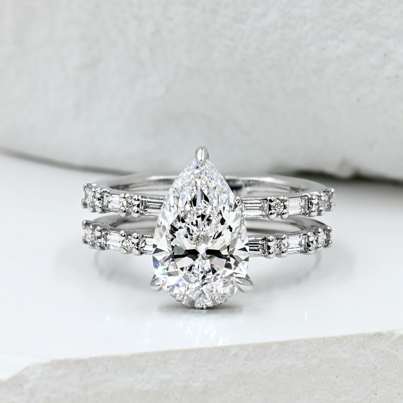 Baguette &Round Duo 2-3/4ct Pear Ring