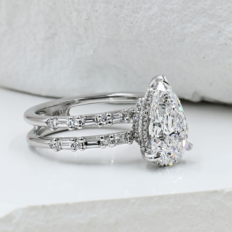 Baguette &Round Duo 2-3/4ct Pear Ring
