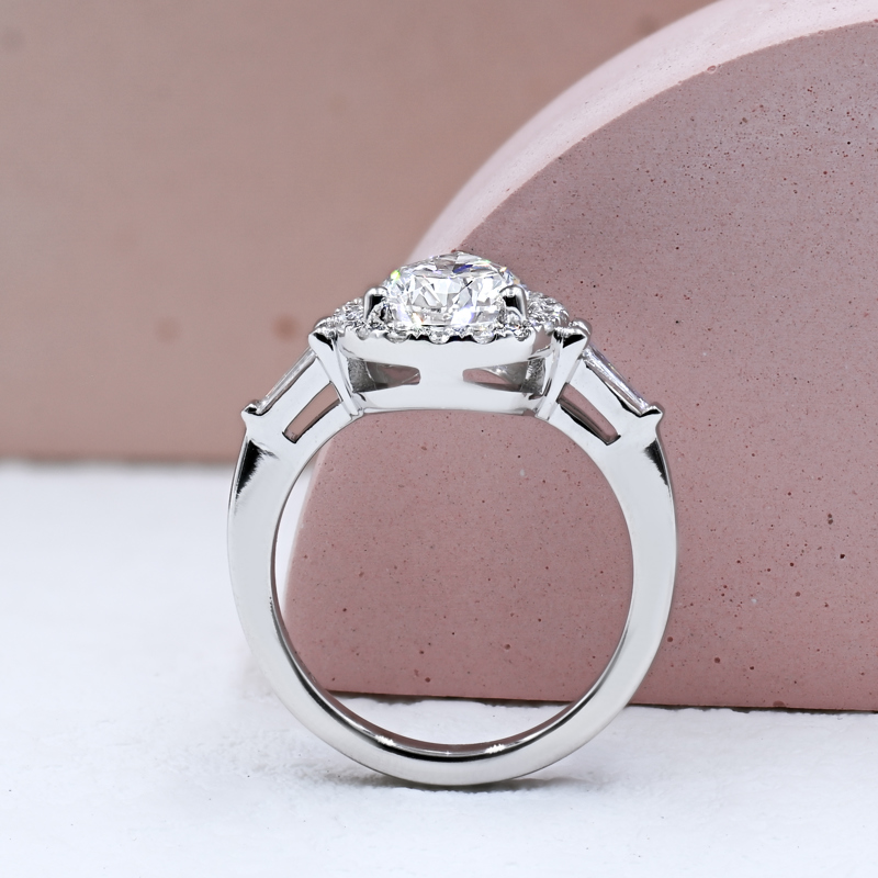 Halo & Baguette 2ct Pear Ring