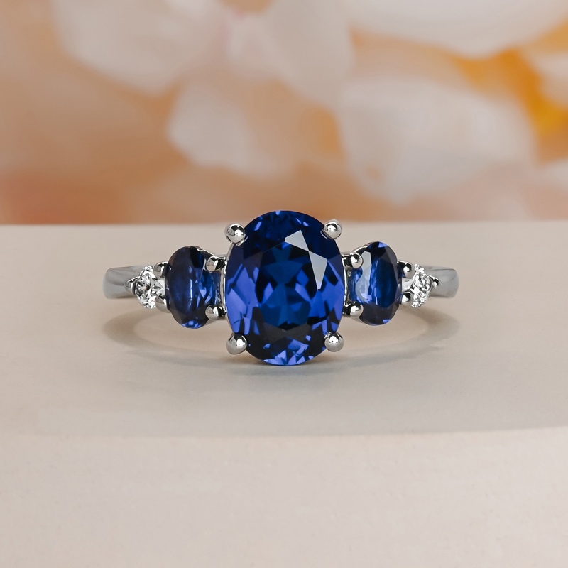 Lab Created Sapphire Oval Five Stone