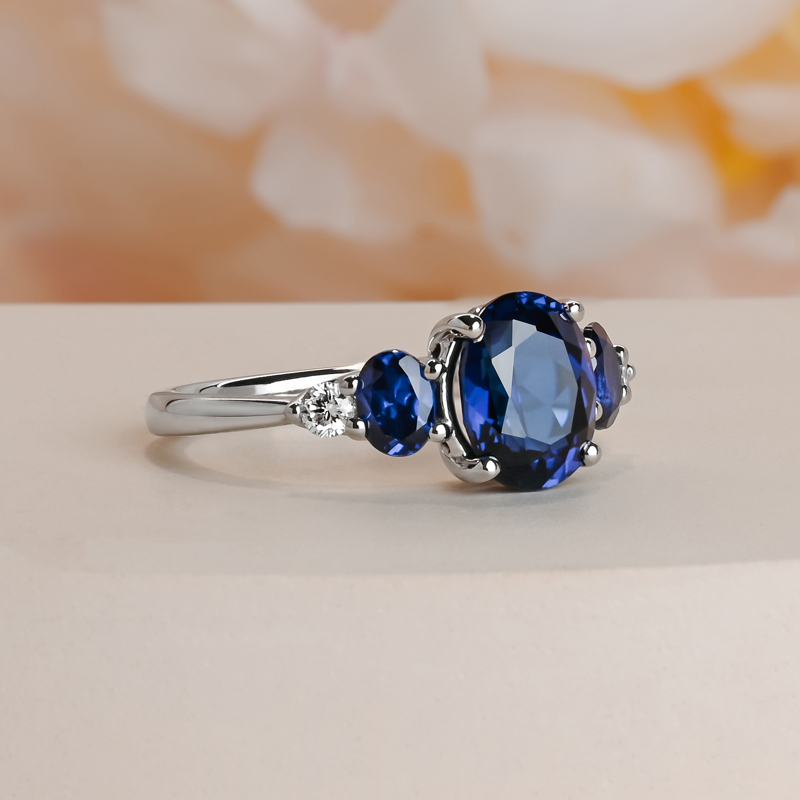 Lab Created Sapphire Oval Five Stone