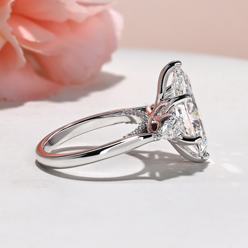 Custom Lotus Three Stone Marquise