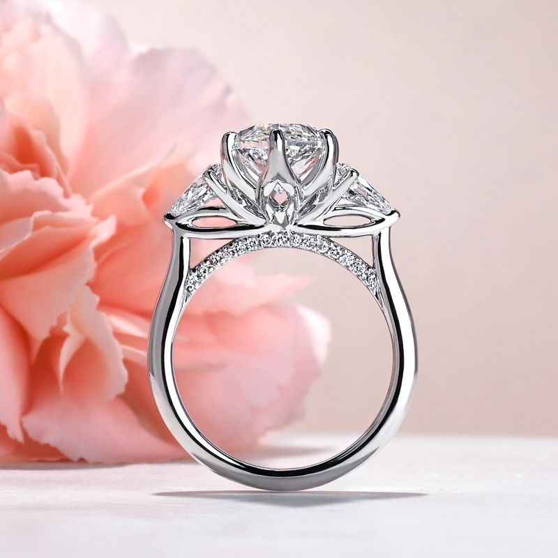 Custom Lotus Three Stone Marquise