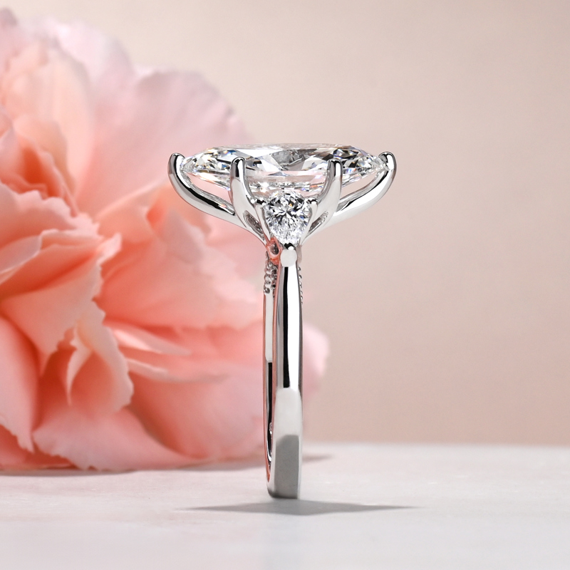 Custom Lotus Three Stone Marquise