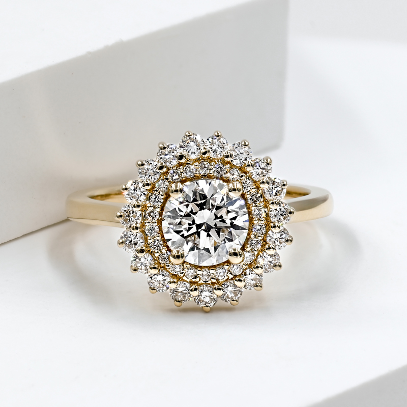 Sunburst Halo 1ct Round Ring