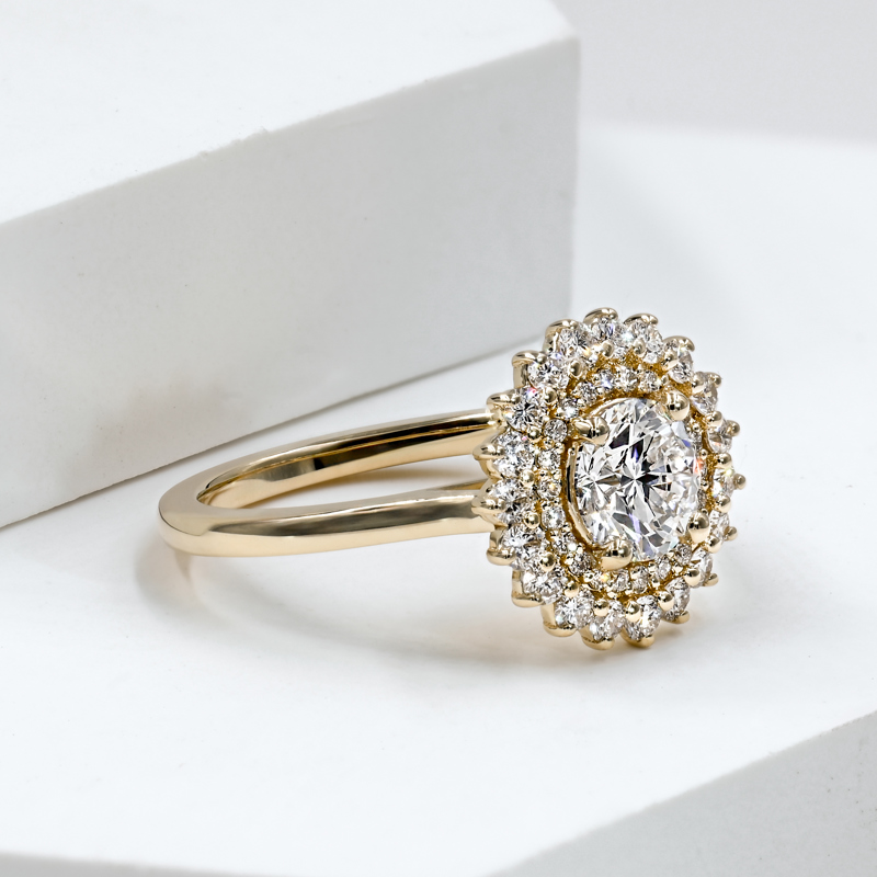 Sunburst Halo 1ct Round Ring