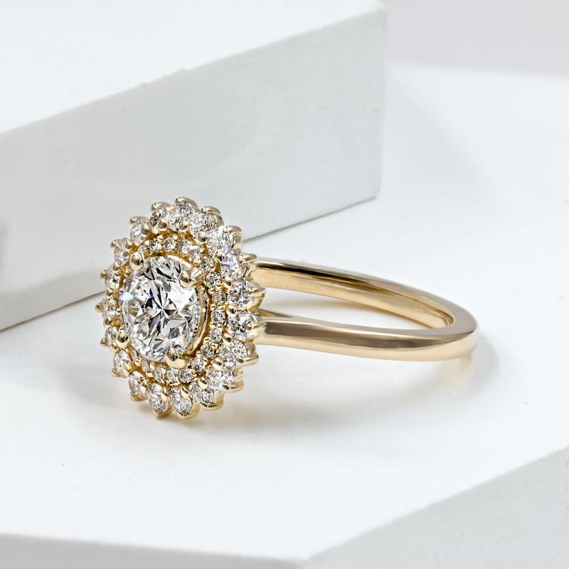 Sunburst Halo 1ct Round Ring