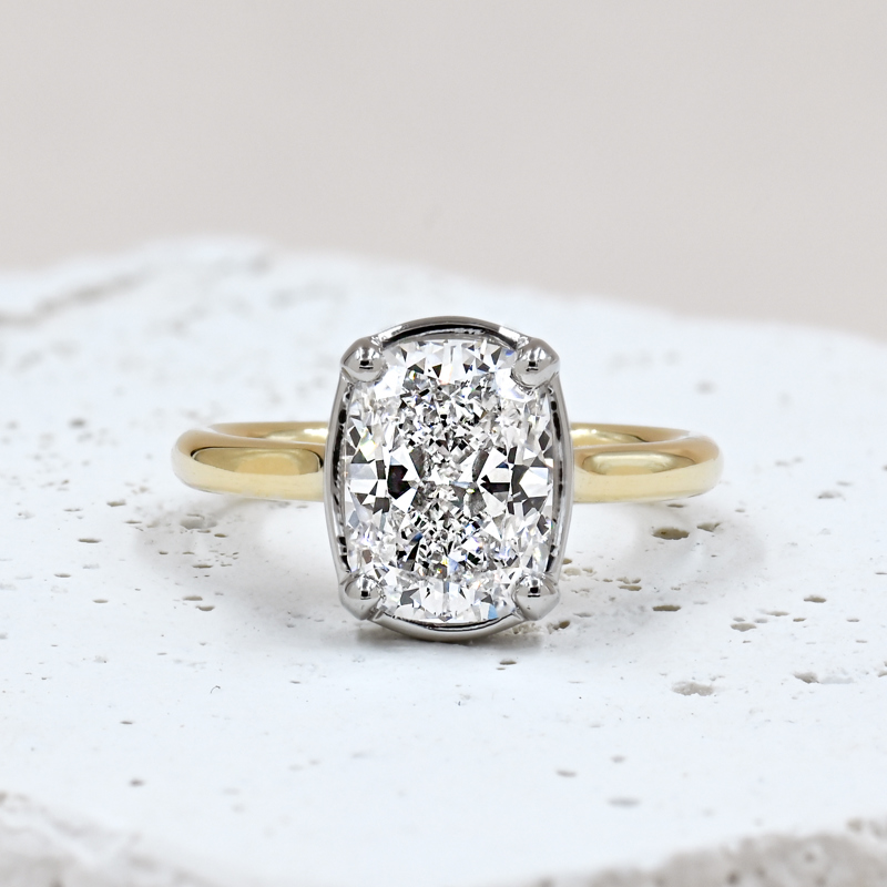 Two Tone Custom Allure 1-1/2ct Cushion