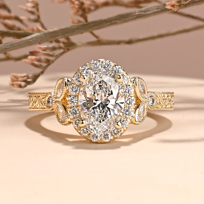 Ornate Filigree Nature Inspired 1-1/4ct Oval