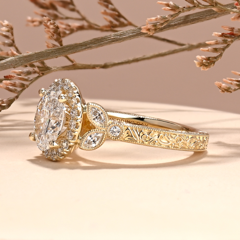 Ornate Filigree Nature Inspired 1-1/4ct Oval