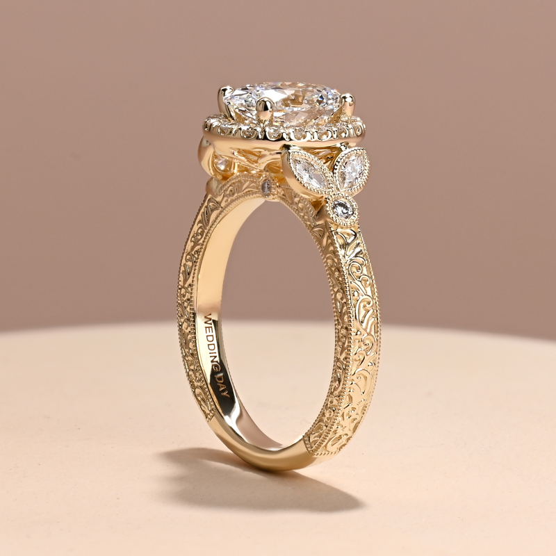 Ornate Filigree Nature Inspired 1-1/4ct Oval