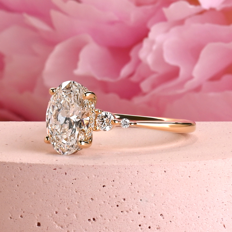 Five Stone 2ct Oval Hidden Halo
