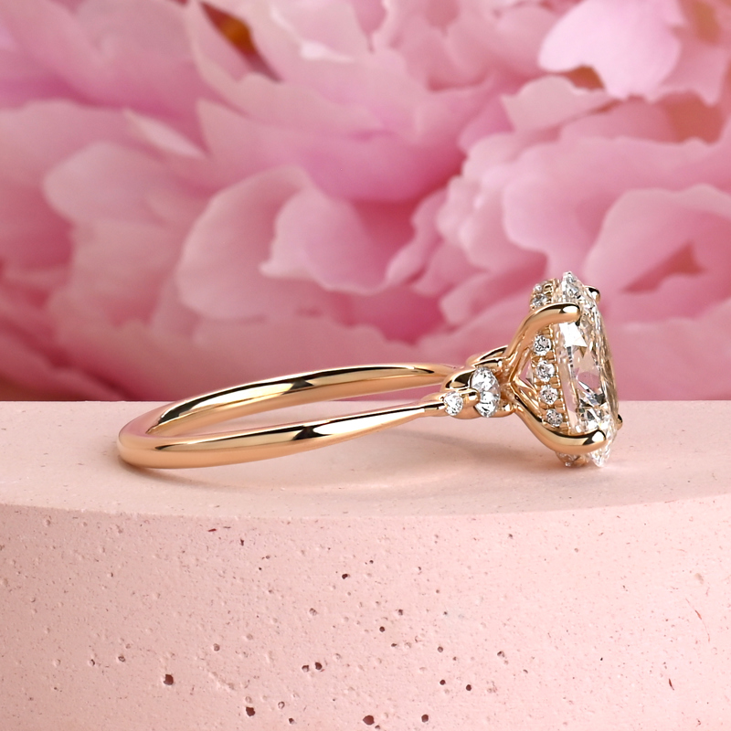 Five Stone 2ct Oval Hidden Halo