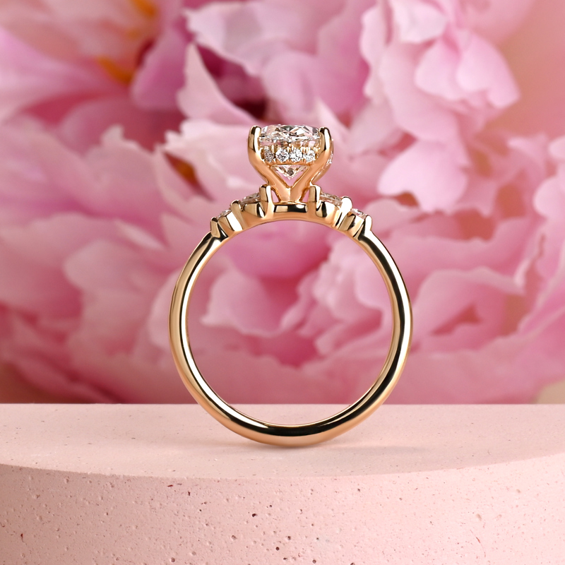 Five Stone 2ct Oval Hidden Halo