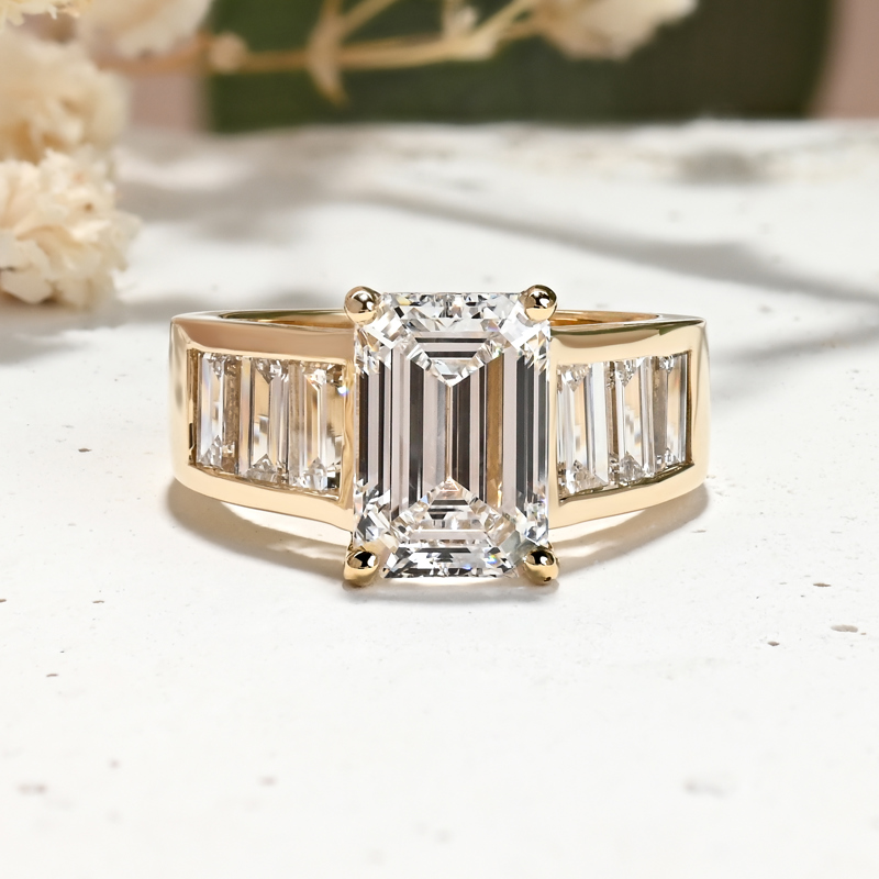 Bold 2-3/4ct Emerald & Baguette Ring