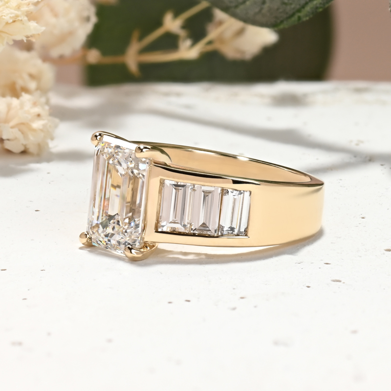Bold 2-3/4ct Emerald & Baguette Ring