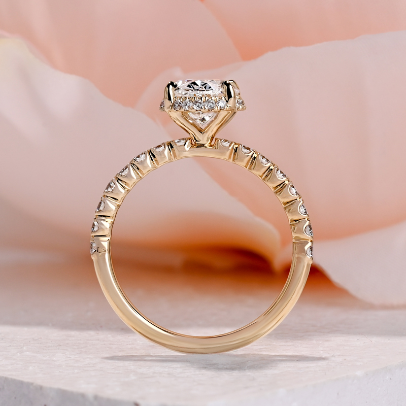 Custom Yellow Gold 1-3/4ct Oval Diamond Halo Engagement Ring