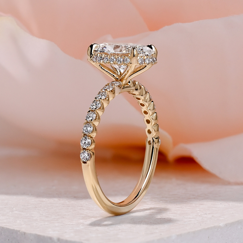 Custom Yellow Gold 1-3/4ct Oval Diamond Halo Engagement Ring