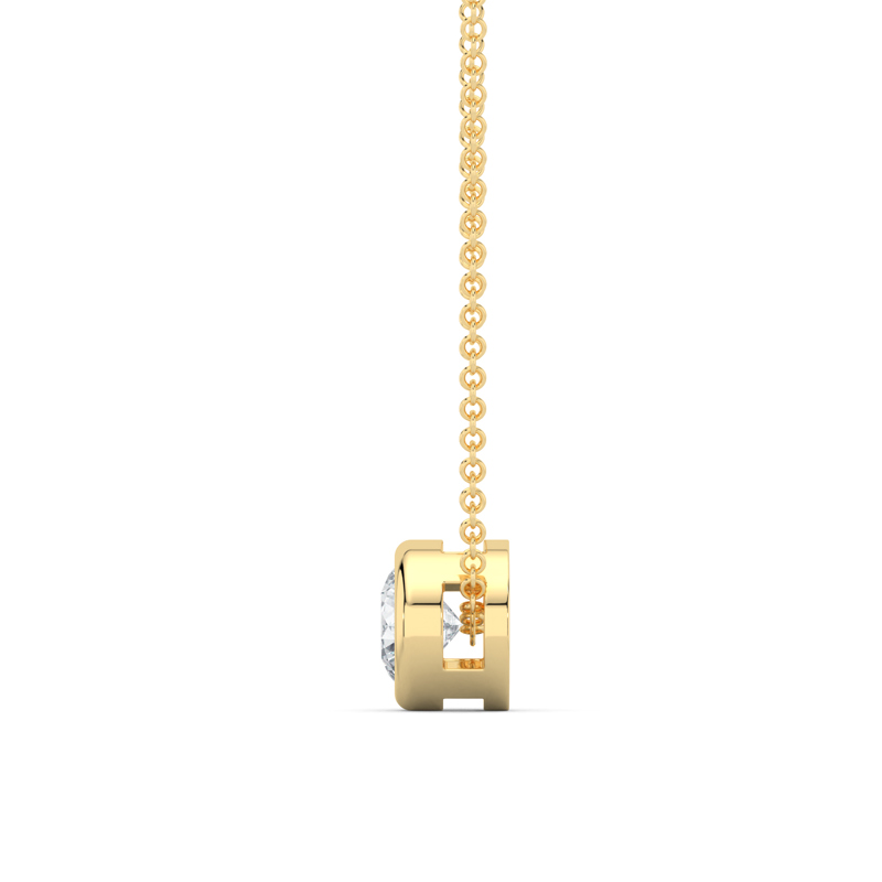 Yellow Gold Round 1ct Lab Grown Diamond Bezel Set Solitaire Pendant