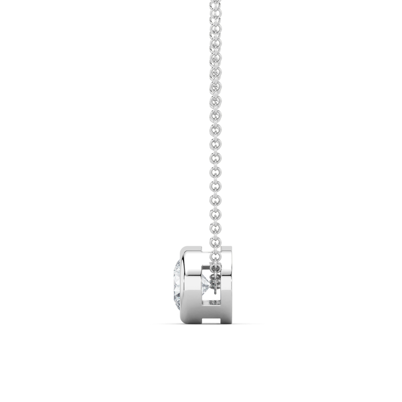 White Gold Round 1ct Lab Grown Diamond Bezel Set Solitaire Pendant