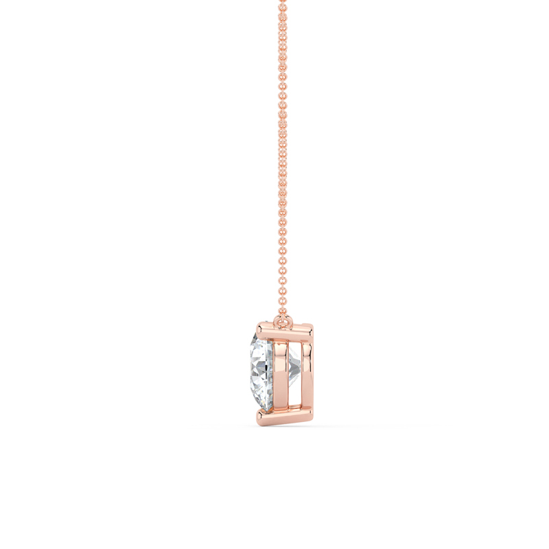 Rose Gold Three Prong 1ct Lab Grown Diamond Solitaire Stationary Pendant