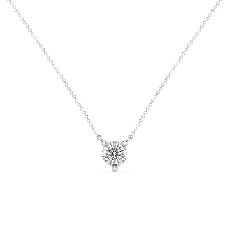 14K White Gold 1/3ct Lab Grown Diamond Solitaire Stationary Pendant