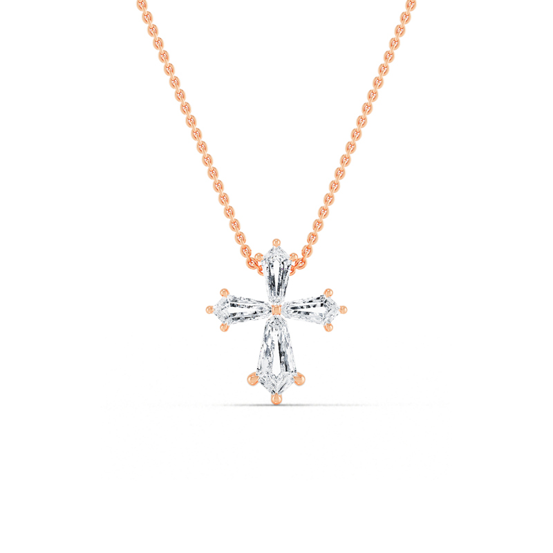 Rose Gold Kite Lab Grown Diamond Cross Pendant (1ctw)