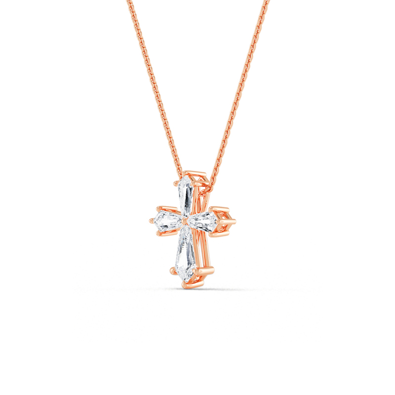 Rose Gold Kite Lab Grown Diamond Cross Pendant (1ctw)