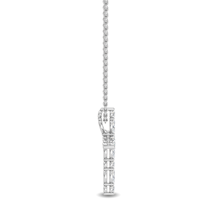 White Gold Floating Marquise Round Lab Grown Diamond Cross (1/5ctw)