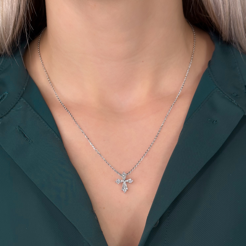 Rose Gold Kite Lab Grown Diamond Cross Pendant (1ctw)
