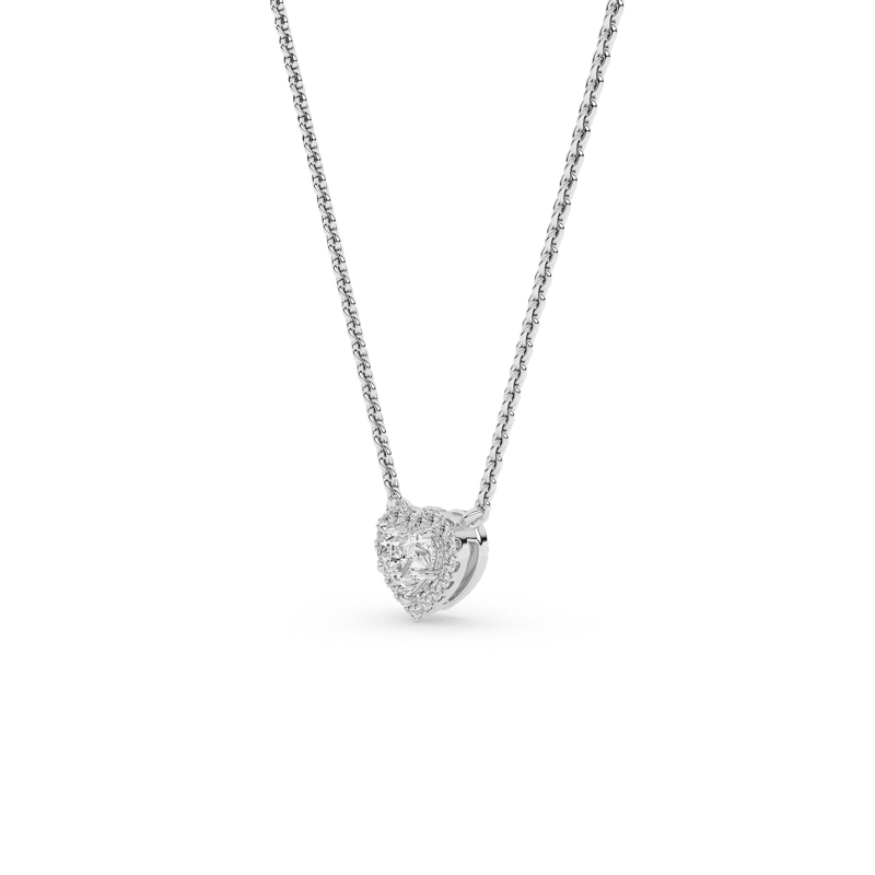 Sterling Silver 1/2ctw Lab Grown Diamond Halo Heart Pendant