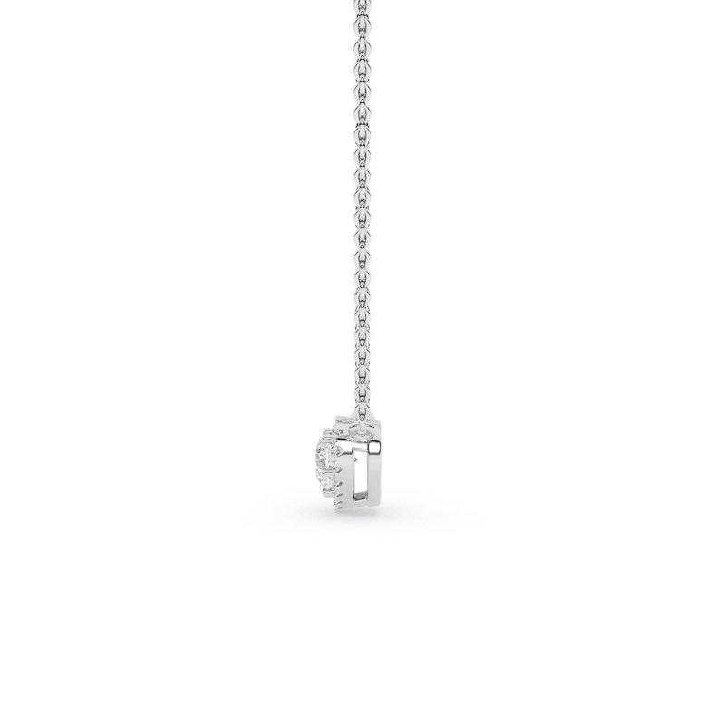 Sterling Silver 1/2ctw Lab Grown Diamond Halo Heart Pendant
