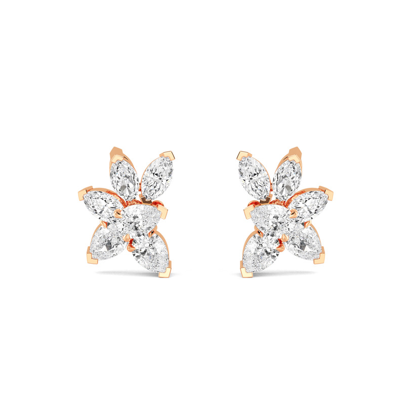Rose Gold Lyric Marquise Pear Lab Grown Diamond Earrings (3 1/2ctw)