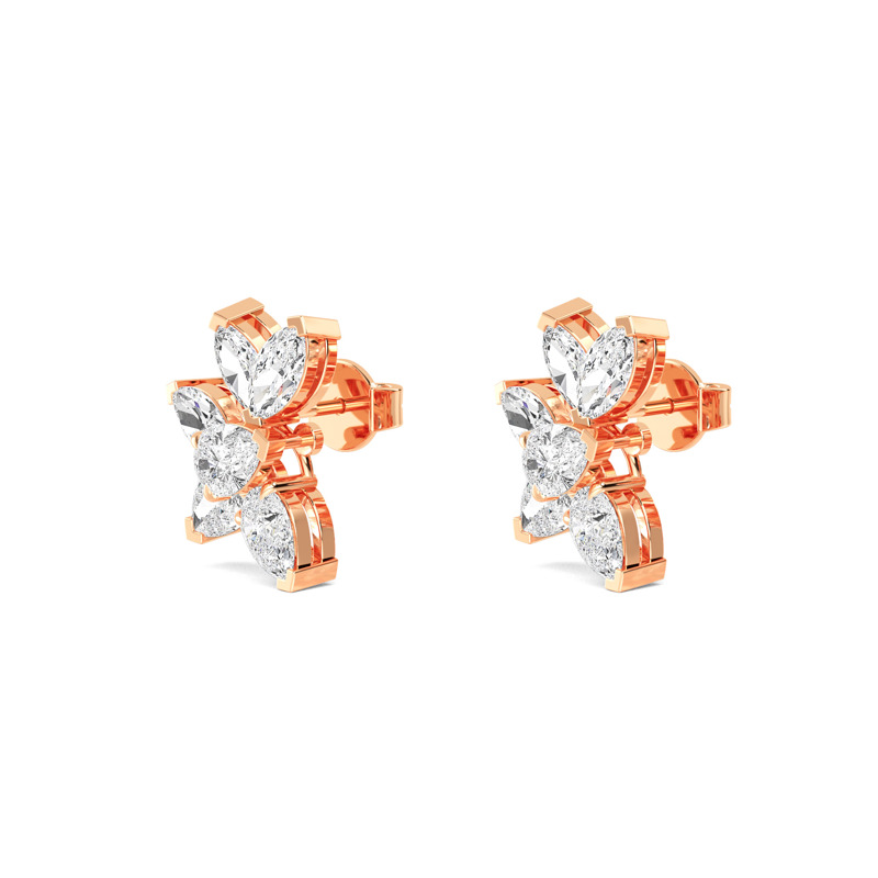 Rose Gold Lyric Marquise Pear Lab Grown Diamond Earrings (3 1/2ctw)