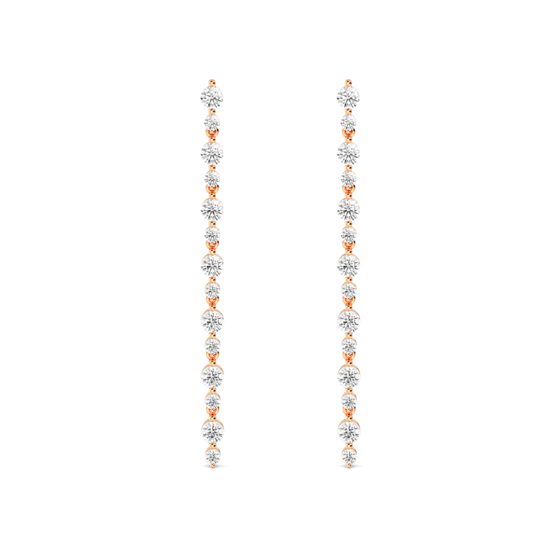 Rose Gold Graduated Lab Grown Diamond Drop Earrings (1 1/2ctw)