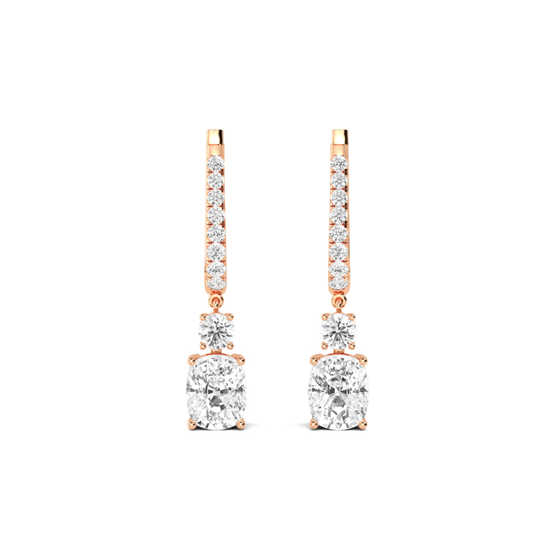Rose Gold Luxury Cushion & Round Lab Grown Diamond Drop (4 3/4ctw)