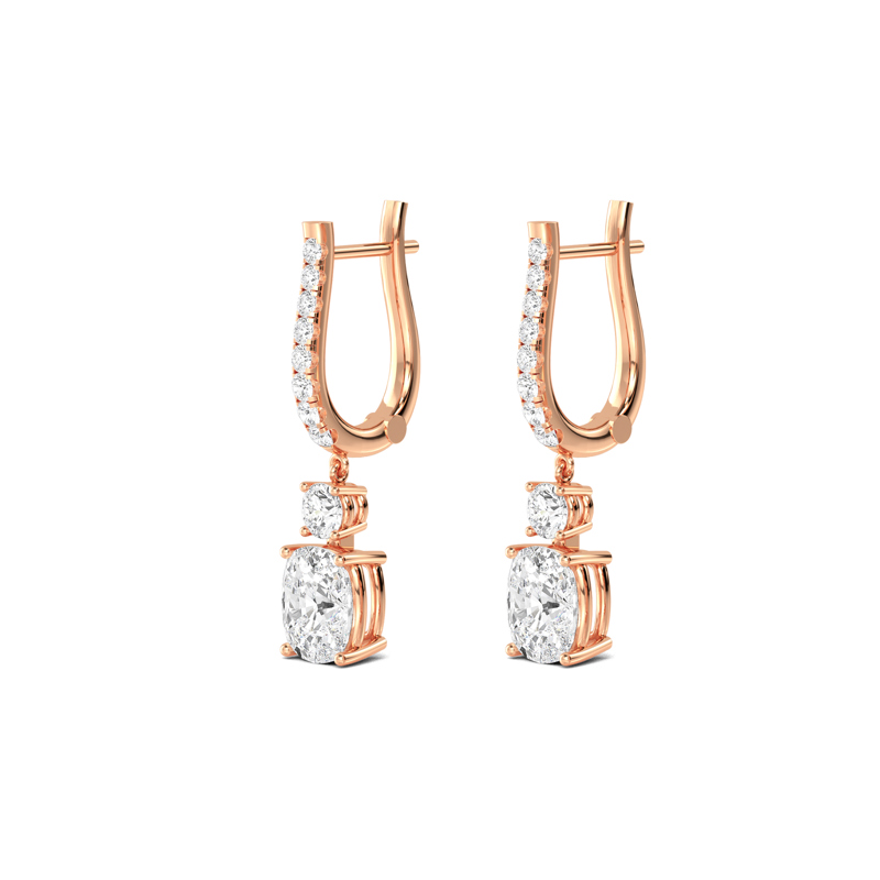 Rose Gold Luxury Cushion & Round Lab Grown Diamond Drop (4 3/4ctw)