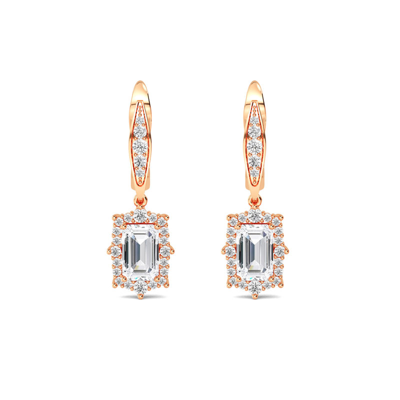 Rose Gold Orchid Emerald Halo Lab Grown Diamond Drop (2-1/2ctw)