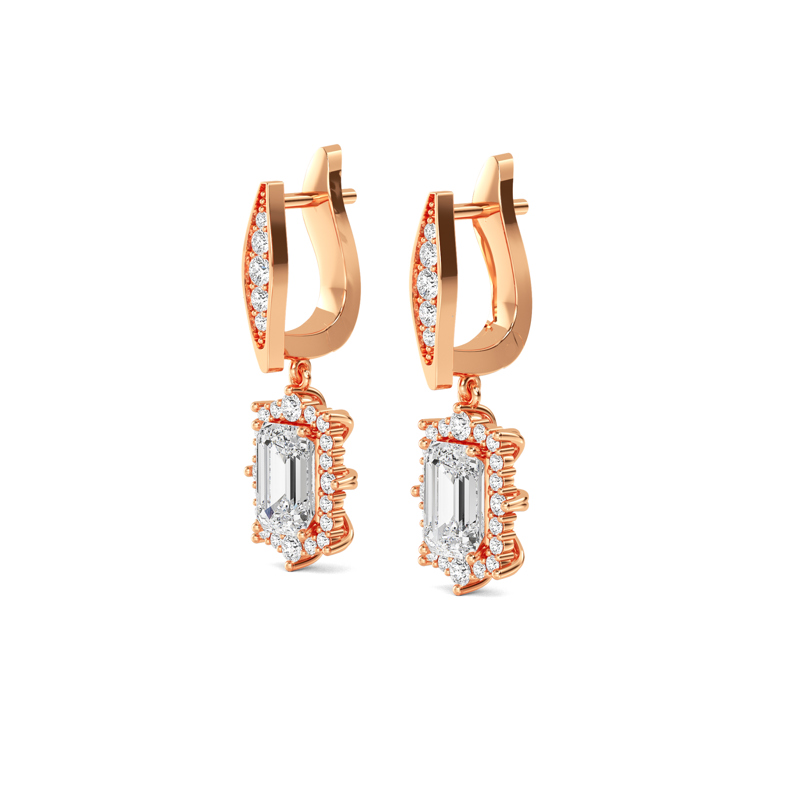 Rose Gold Orchid Emerald Halo Lab Grown Diamond Drop (2-1/2ctw)