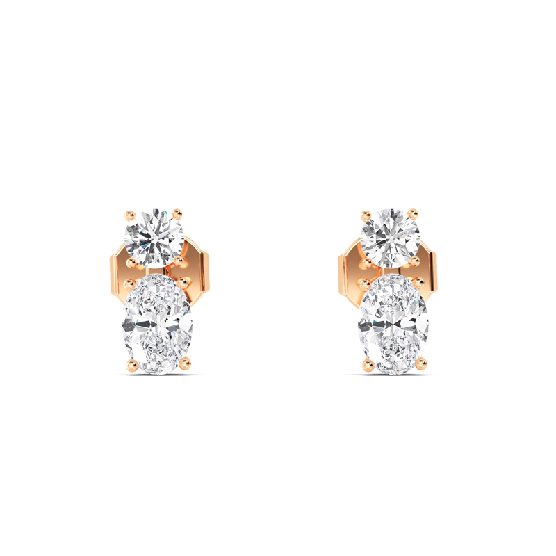Rose Gold Oval & Round Lab Grown Diamond Earrings (1 1/2ctw)