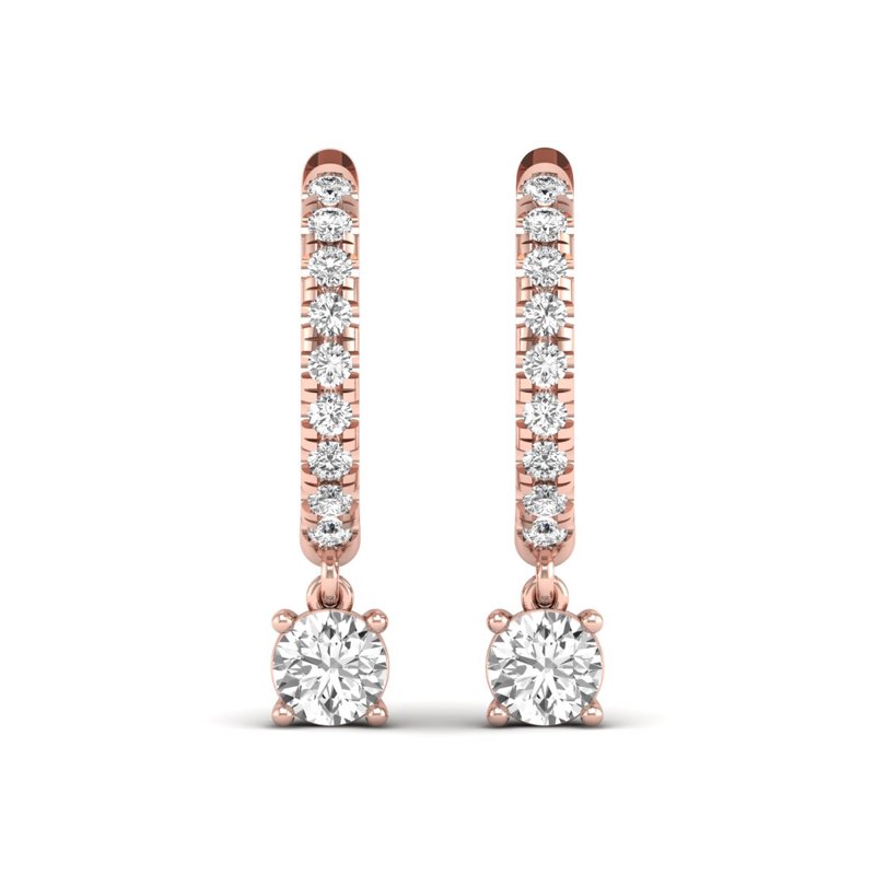 Rose Gold Round Diamond Huggie Drop (1ctw)