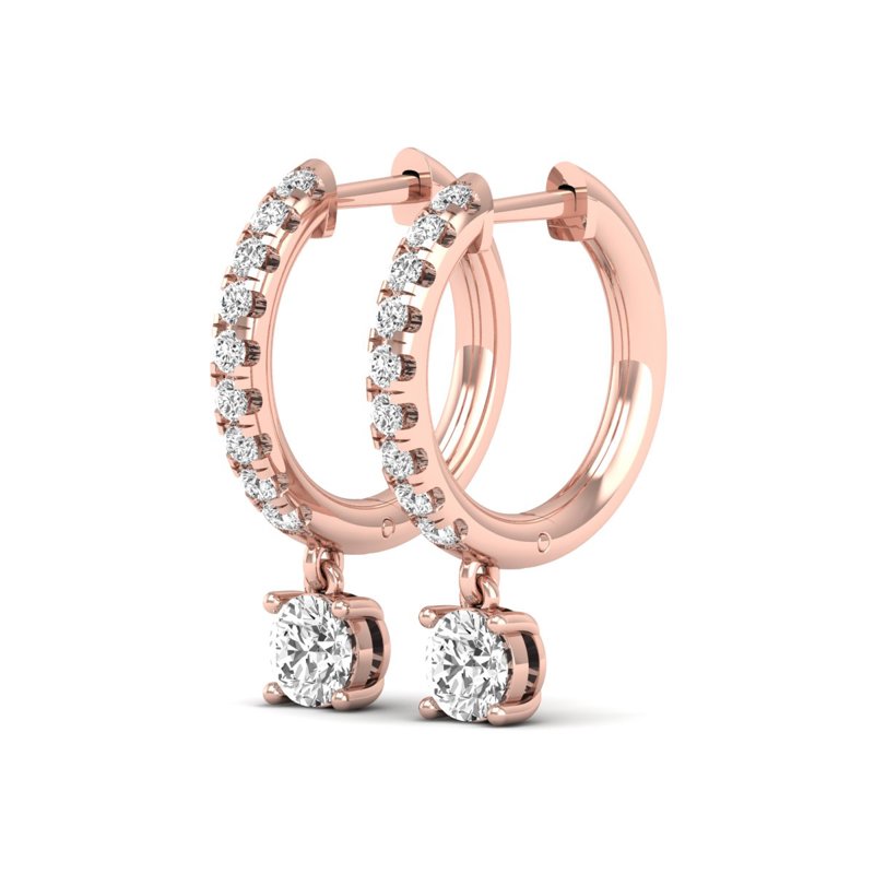 Rose Gold Round Diamond Huggie Drop (1ctw)