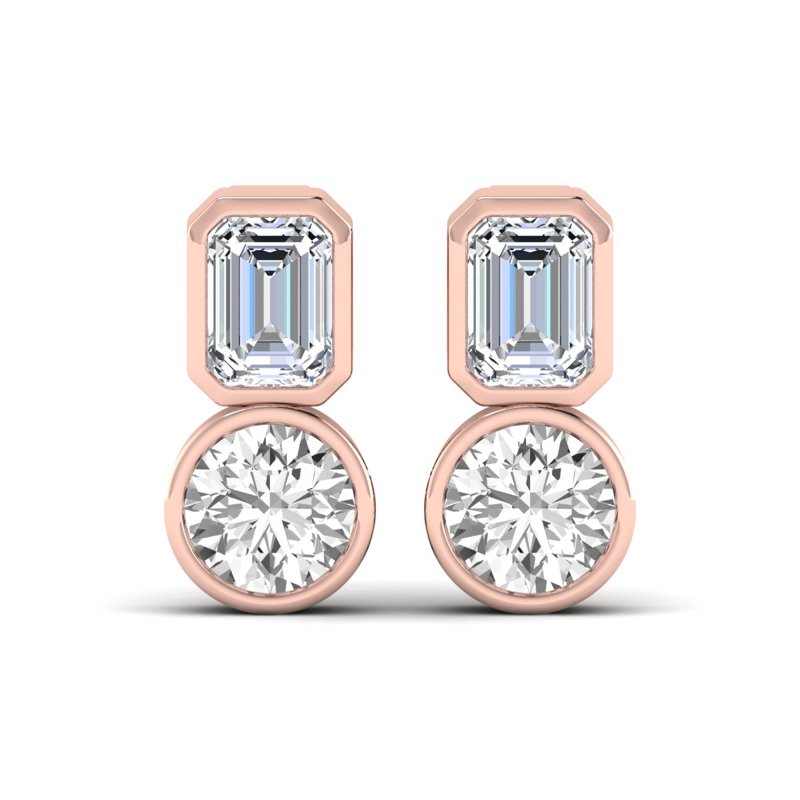 Rose Gold Emerald & Round Bezel Drop (4ctw)