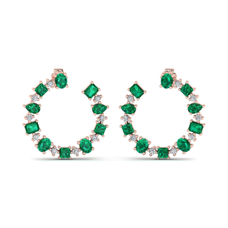 Rose Gold Emerald Bouquet Earrings (5ctw)