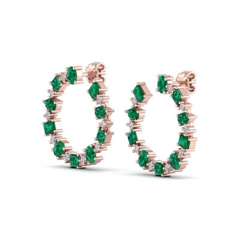 Rose Gold Emerald Bouquet Earrings (5ctw)