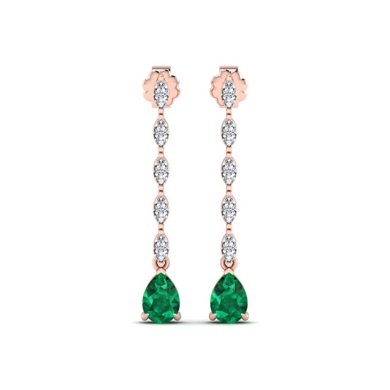 Rose Gold Mylah Emerald Drop Earrings