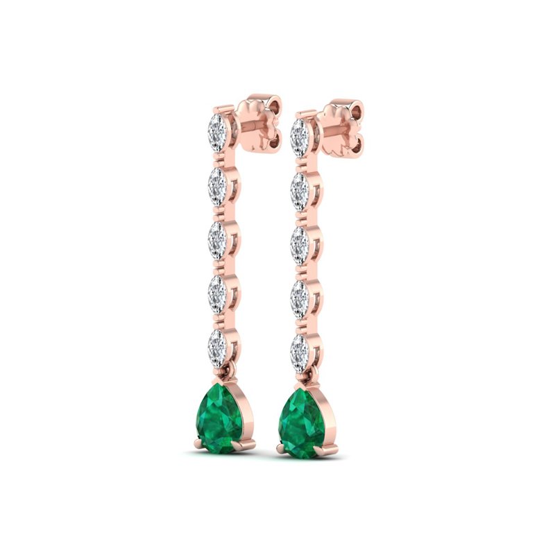 Rose Gold Mylah Emerald Drop Earrings